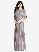 Rear View Thumbnail - Cashmere Gray Split Sleeve Backless Maxi Dress - Lila