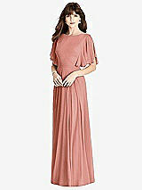 Rear View Thumbnail - Desert Rose Split Sleeve Backless Maxi Dress - Lila