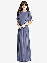 Rear View Thumbnail - French Blue Split Sleeve Backless Maxi Dress - Lila