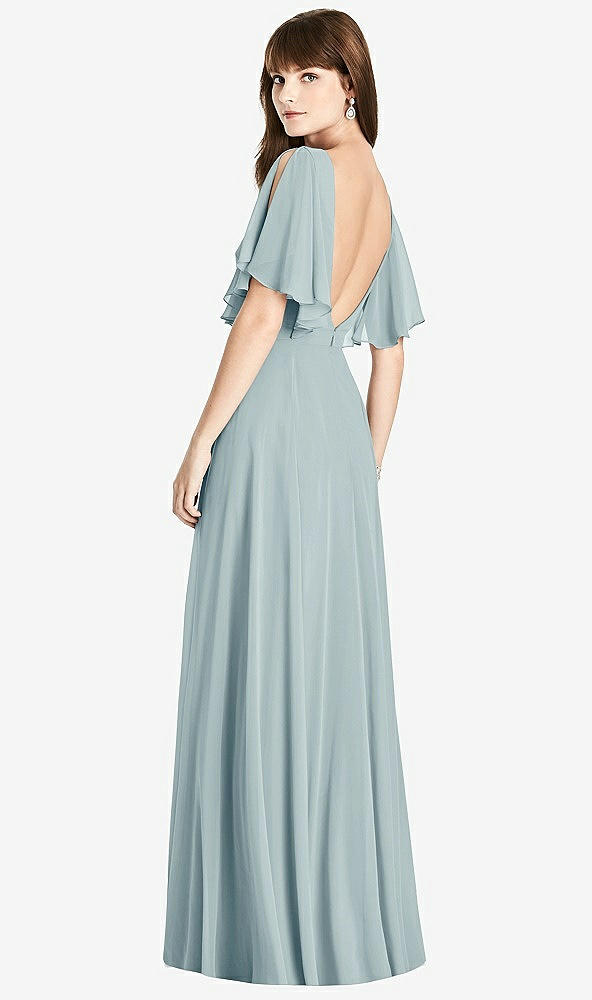 Front View - Morning Sky Split Sleeve Backless Maxi Dress - Lila