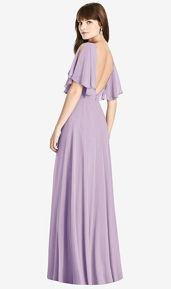 Front View - Pale Purple Split Sleeve Backless Maxi Dress - Lila
