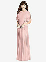 Rear View Thumbnail - Rose - PANTONE Rose Quartz Split Sleeve Backless Maxi Dress - Lila