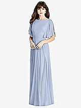 Rear View Thumbnail - Sky Blue Split Sleeve Backless Maxi Dress - Lila