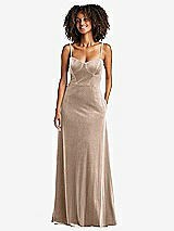 Front View Thumbnail - Topaz Bustier Velvet Maxi Dress with Pockets
