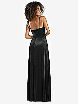 Rear View Thumbnail - Black Bustier Velvet Maxi Dress with Pockets