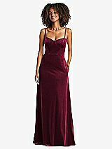 Front View Thumbnail - Cabernet Bustier Velvet Maxi Dress with Pockets