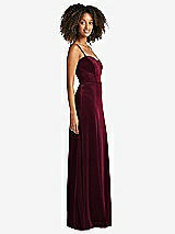 Side View Thumbnail - Cabernet Bustier Velvet Maxi Dress with Pockets