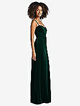 Side View Thumbnail - Evergreen Bustier Velvet Maxi Dress with Pockets