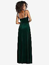 Rear View Thumbnail - Evergreen Bustier Velvet Maxi Dress with Pockets