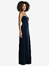 Side View Thumbnail - Midnight Navy Bustier Velvet Maxi Dress with Pockets