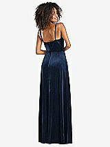 Rear View Thumbnail - Midnight Navy Bustier Velvet Maxi Dress with Pockets