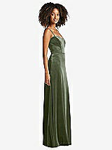 Side View Thumbnail - Sage Bustier Velvet Maxi Dress with Pockets