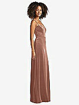 Side View Thumbnail - Tawny Rose Bustier Velvet Maxi Dress with Pockets