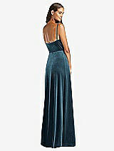 Rear View Thumbnail - Dutch Blue Velvet Wrap Maxi Dress with Pockets