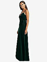 Side View Thumbnail - Evergreen Velvet Wrap Maxi Dress with Pockets
