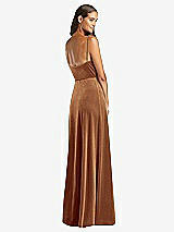 Rear View Thumbnail - Golden Almond Velvet Wrap Maxi Dress with Pockets