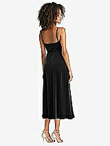Rear View Thumbnail - Black Velvet Midi Wrap Dress with Pockets