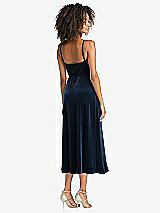 Rear View Thumbnail - Midnight Navy Velvet Midi Wrap Dress with Pockets