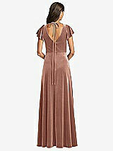 Rear View Thumbnail - Tawny Rose Flutter Sleeve Velvet Maxi Dress with Pockets