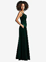 Side View Thumbnail - Evergreen Cowl-Neck Velvet Maxi Dress with Pockets