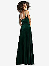 Rear View Thumbnail - Evergreen Cowl-Neck Velvet Maxi Dress with Pockets