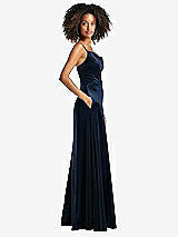 Side View Thumbnail - Midnight Navy Cowl-Neck Velvet Maxi Dress with Pockets