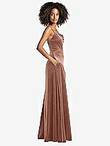 Side View Thumbnail - Tawny Rose Cowl-Neck Velvet Maxi Dress with Pockets