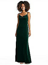 Alt View 1 Thumbnail - Evergreen Cowl-Neck Convertible Velvet Maxi Slip Dress - Sloan