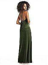 Alt View 2 Thumbnail - Olive Green Cowl-Neck Convertible Velvet Maxi Slip Dress - Sloan