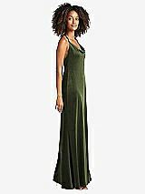 Side View Thumbnail - Olive Green Cowl-Neck Convertible Velvet Maxi Slip Dress - Sloan