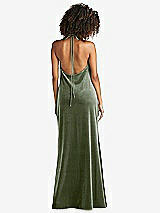 Rear View Thumbnail - Sage Cowl-Neck Convertible Velvet Maxi Slip Dress - Sloan