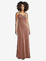 Front View Thumbnail - Tawny Rose Cowl-Neck Convertible Velvet Maxi Slip Dress - Sloan