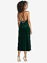 Rear View Thumbnail - Evergreen Cowl-Neck Convertible Velvet Midi Slip Dress - Isa