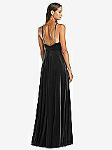 Rear View Thumbnail - Black Velvet Halter Maxi Dress with Front Slit - Harper