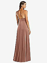 Rear View Thumbnail - Tawny Rose Velvet Halter Maxi Dress with Front Slit - Harper