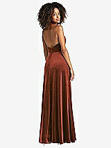 Rear View Thumbnail - Auburn Moon Square Neck Velvet Maxi Dress with Front Slit - Drew