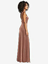 Side View Thumbnail - Tawny Rose Square Neck Velvet Maxi Dress with Front Slit - Drew