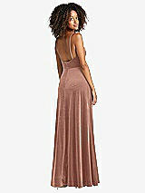 Rear View Thumbnail - Tawny Rose Square Neck Velvet Maxi Dress with Front Slit - Drew
