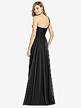 Rear View Thumbnail - Black One-Shoulder Draped Chiffon Maxi Dress - Dani