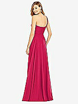 Rear View Thumbnail - Vivid Pink One-Shoulder Draped Chiffon Maxi Dress - Dani