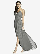 Front View Thumbnail - Charcoal Gray Deep V-Back Shirred Maxi Dress - Ensley