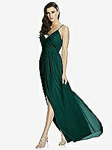 Front View Thumbnail - Evergreen Deep V-Back Shirred Maxi Dress - Ensley