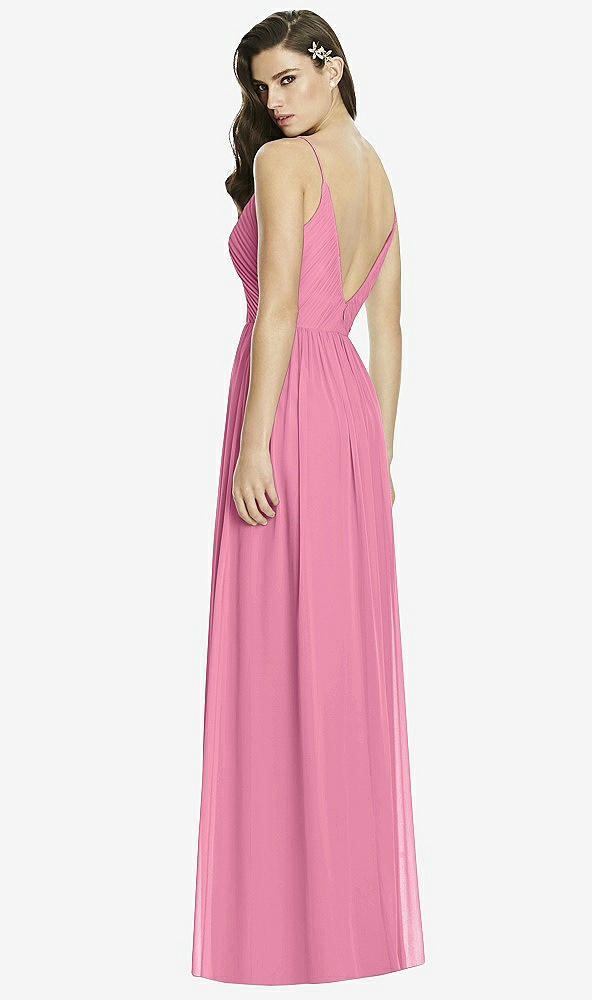 Back View - Orchid Pink Deep V-Back Shirred Maxi Dress - Ensley