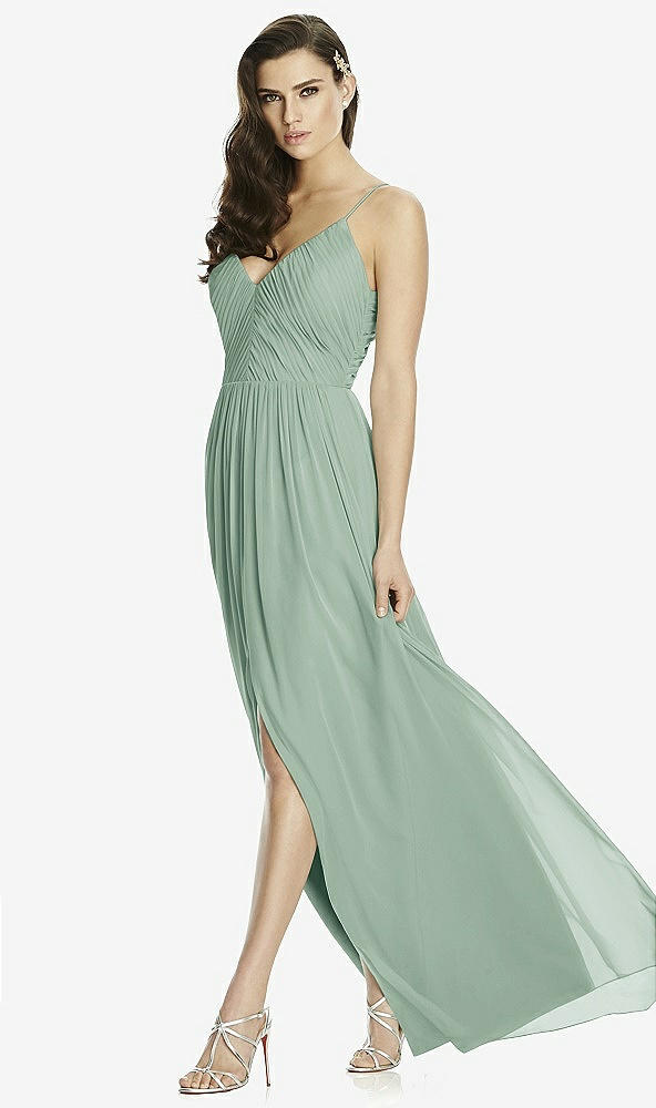 Front View - Seagrass Deep V-Back Shirred Maxi Dress - Ensley