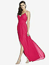 Front View Thumbnail - Vivid Pink Deep V-Back Shirred Maxi Dress - Ensley
