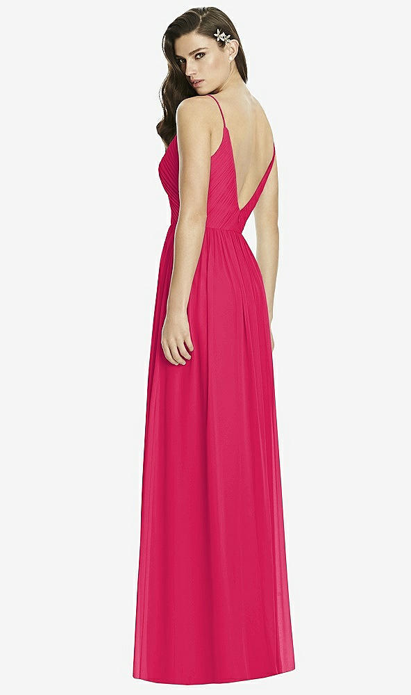 Back View - Vivid Pink Deep V-Back Shirred Maxi Dress - Ensley