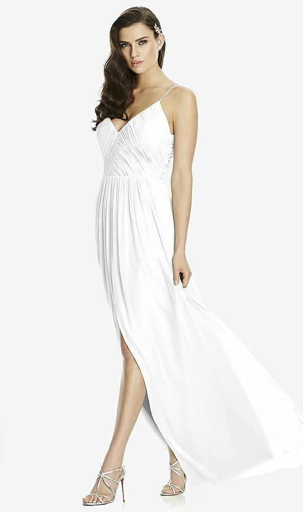 Front View - White Deep V-Back Shirred Maxi Dress - Ensley