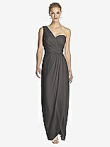 Front View Thumbnail - Caviar Gray One-Shoulder Draped Maxi Dress with Front Slit - Aeryn