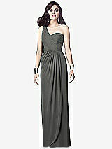 Alt View 1 Thumbnail - Charcoal Gray One-Shoulder Draped Maxi Dress with Front Slit - Aeryn