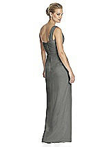 Rear View Thumbnail - Charcoal Gray One-Shoulder Draped Maxi Dress with Front Slit - Aeryn